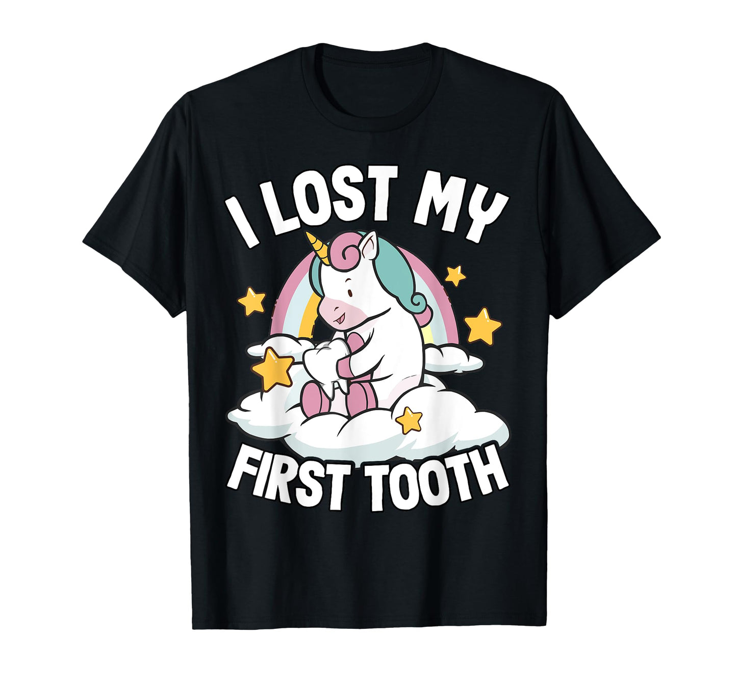 I Lost My First Tooth Girl Tooth Fairy Teeth Out Unicorn T-Shirt