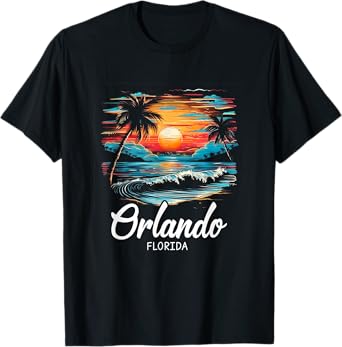 Family Vacation Retro Sunset Florida Orlando T-Shirt