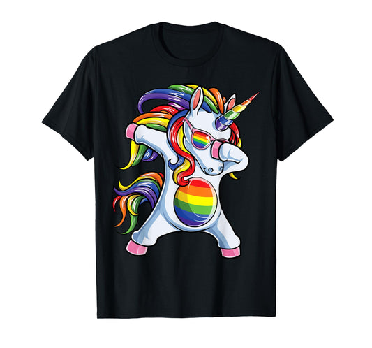 Dubbing Unicorn Gay Pride LGBT T-Shirt Lesbian Rainbow Flag T-Shirt