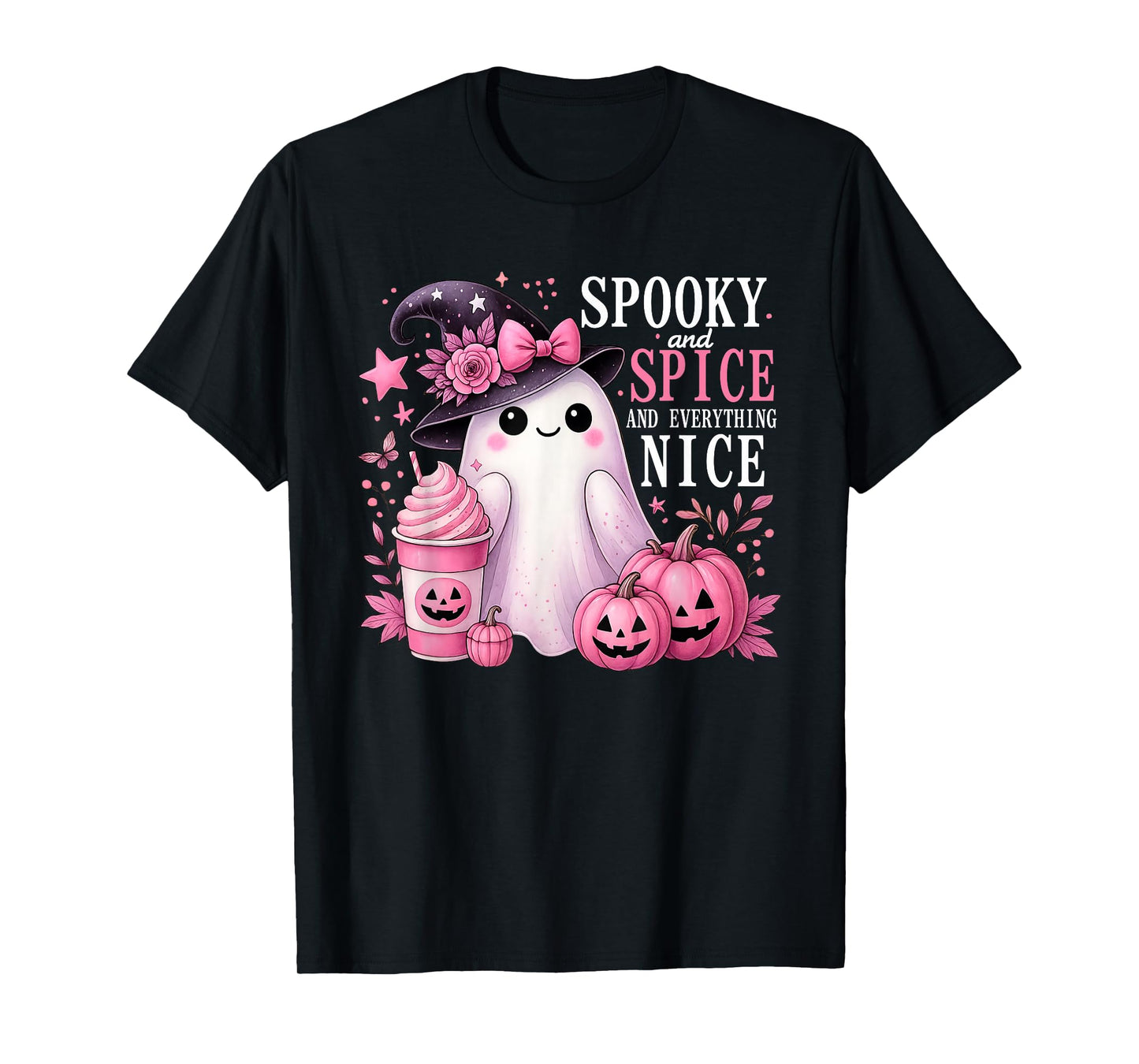 Spooky and Spice and Everything Nice Halloween Pink T-Shirt