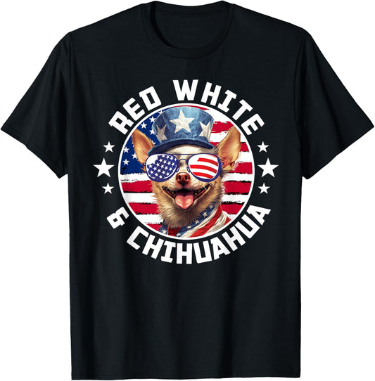 4th Of July Dog Funny Patriotic Red, White & Chihuahua Dog T-Shirt