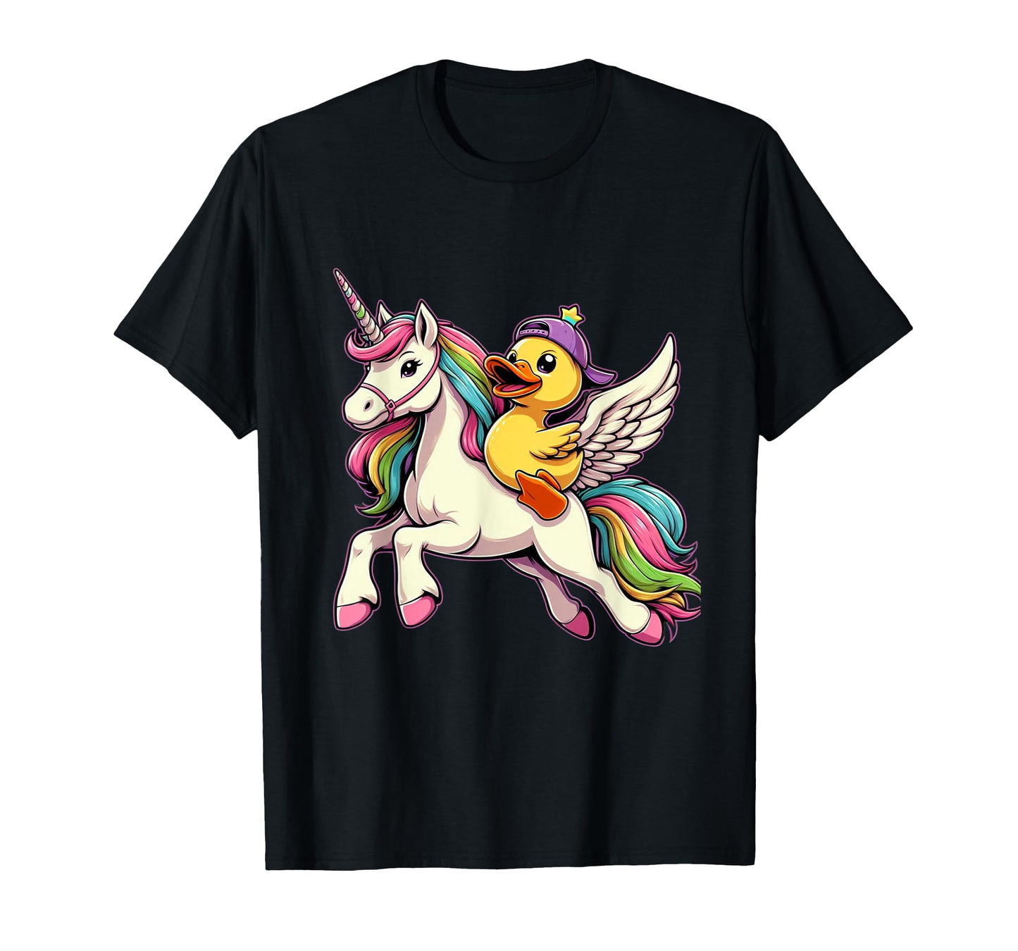 Duck Riding A Unicorn Boys Girls Men Women Kids Adults T-Shirt