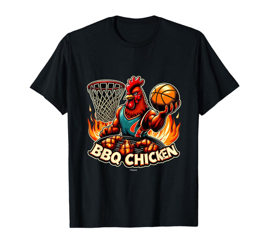 BBQ CHICKEN WITH GRILL ON FLAMES PLAYING BASKETBALL T-Shirt