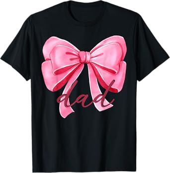 Dad Pink Bow Birthday Baby Shower Family Pink Ribbon T-Shirt