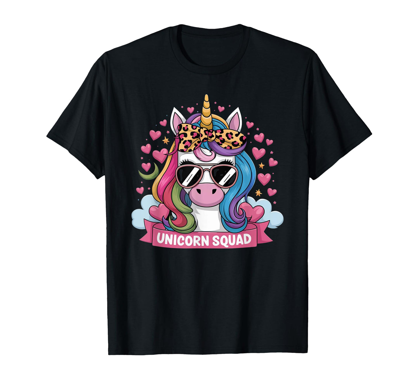Unicorn Squad - Graceful Unicorn with leopard Bandana Cute T-Shirt