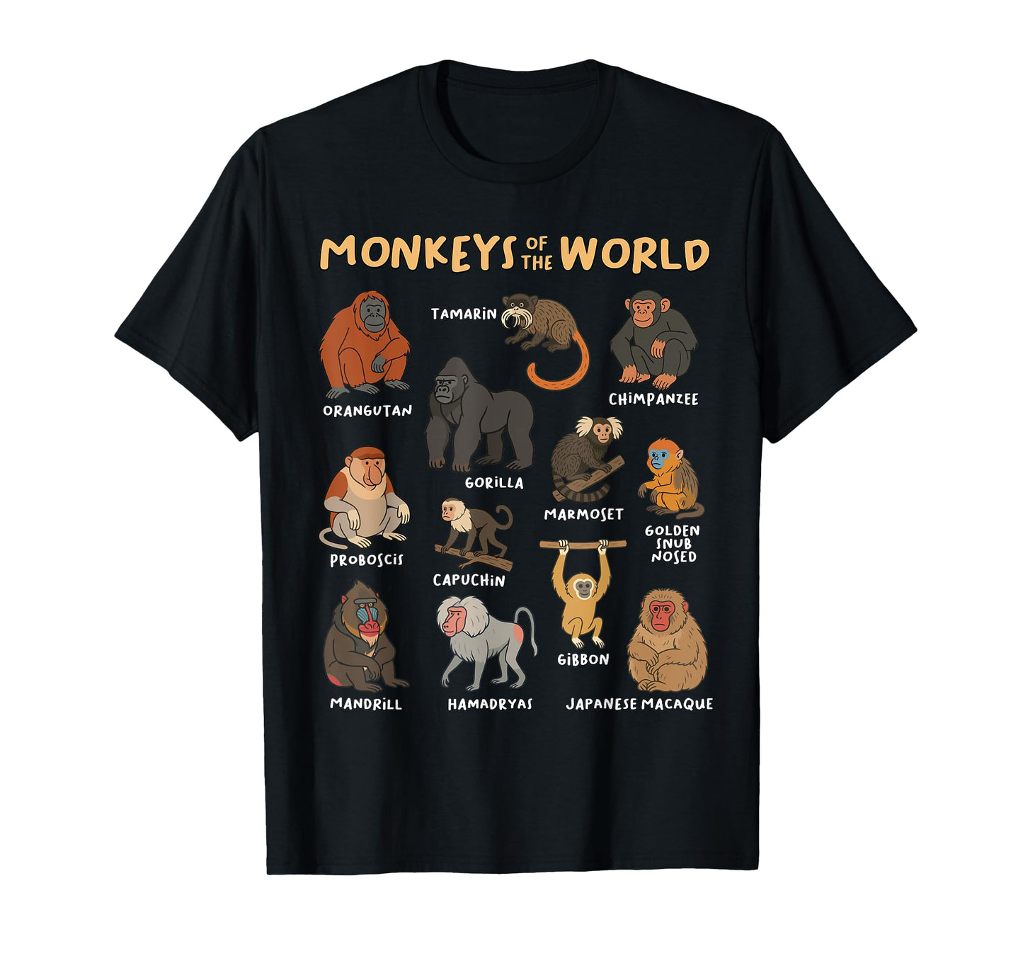 Monkeys of the World Educational Animal Ape Collection Types T-Shirt