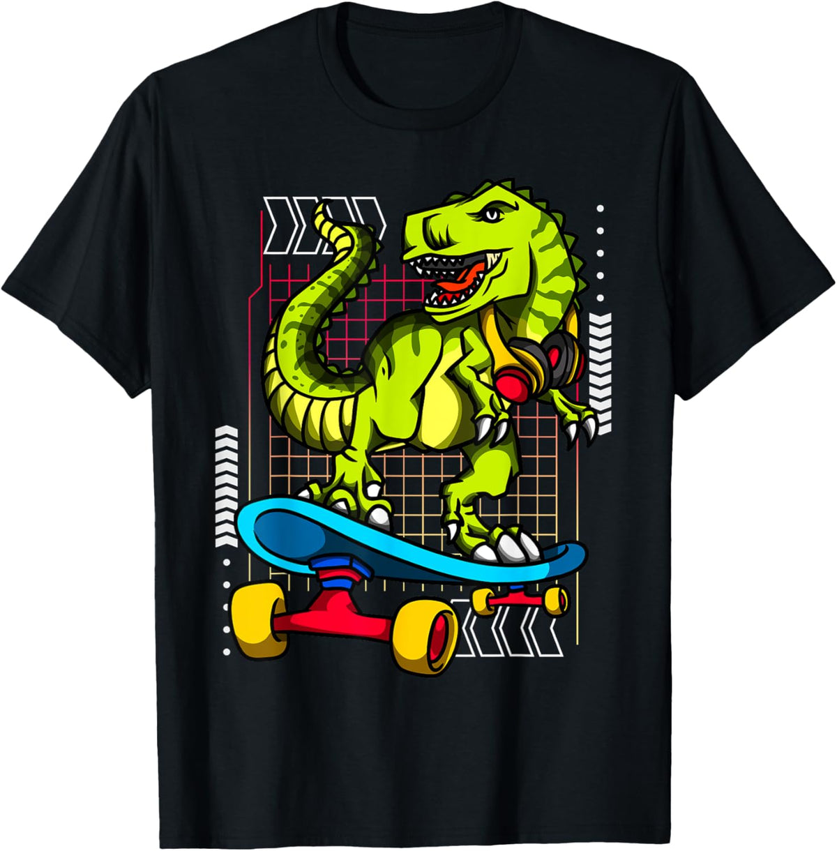 T-Rex Dinosaur Riding On A Skateboard Funny Tyrannosaurus T-Shirt