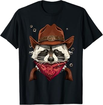 Cowboy Raccoon Country Music Rodeo Howdy Animal Trash Panda T-Shirt