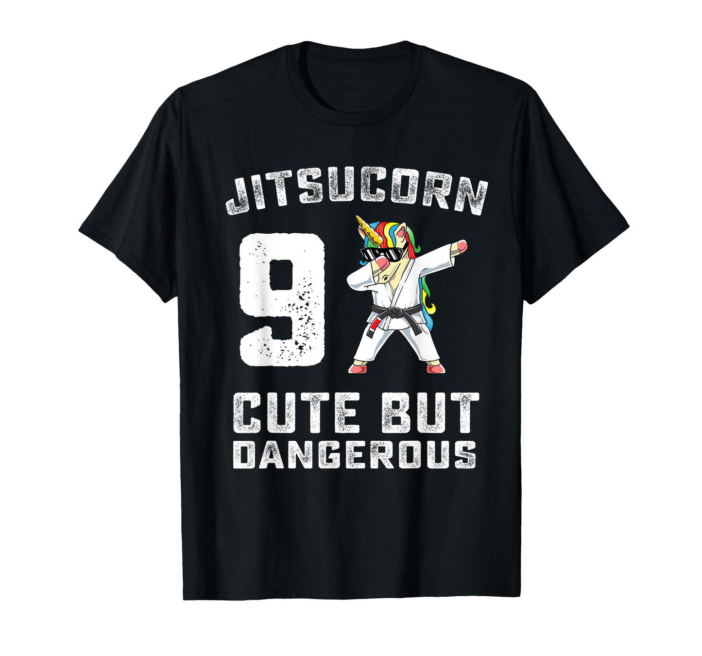 9 Year Old Jiu Jitsu Birthday Gift BJJ Dabbing Unicorn Girl T-Shirt