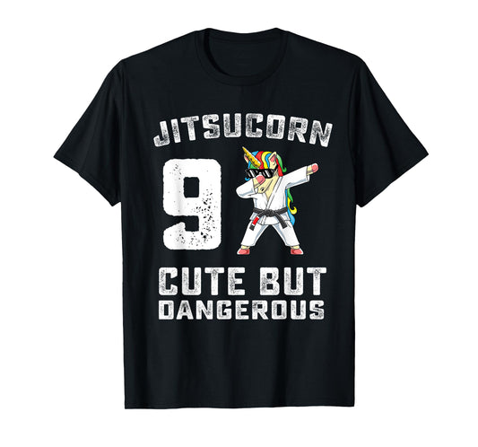 9 Year Old Jiu Jitsu Birthday Gift BJJ Dabbing Unicorn Girl T-Shirt