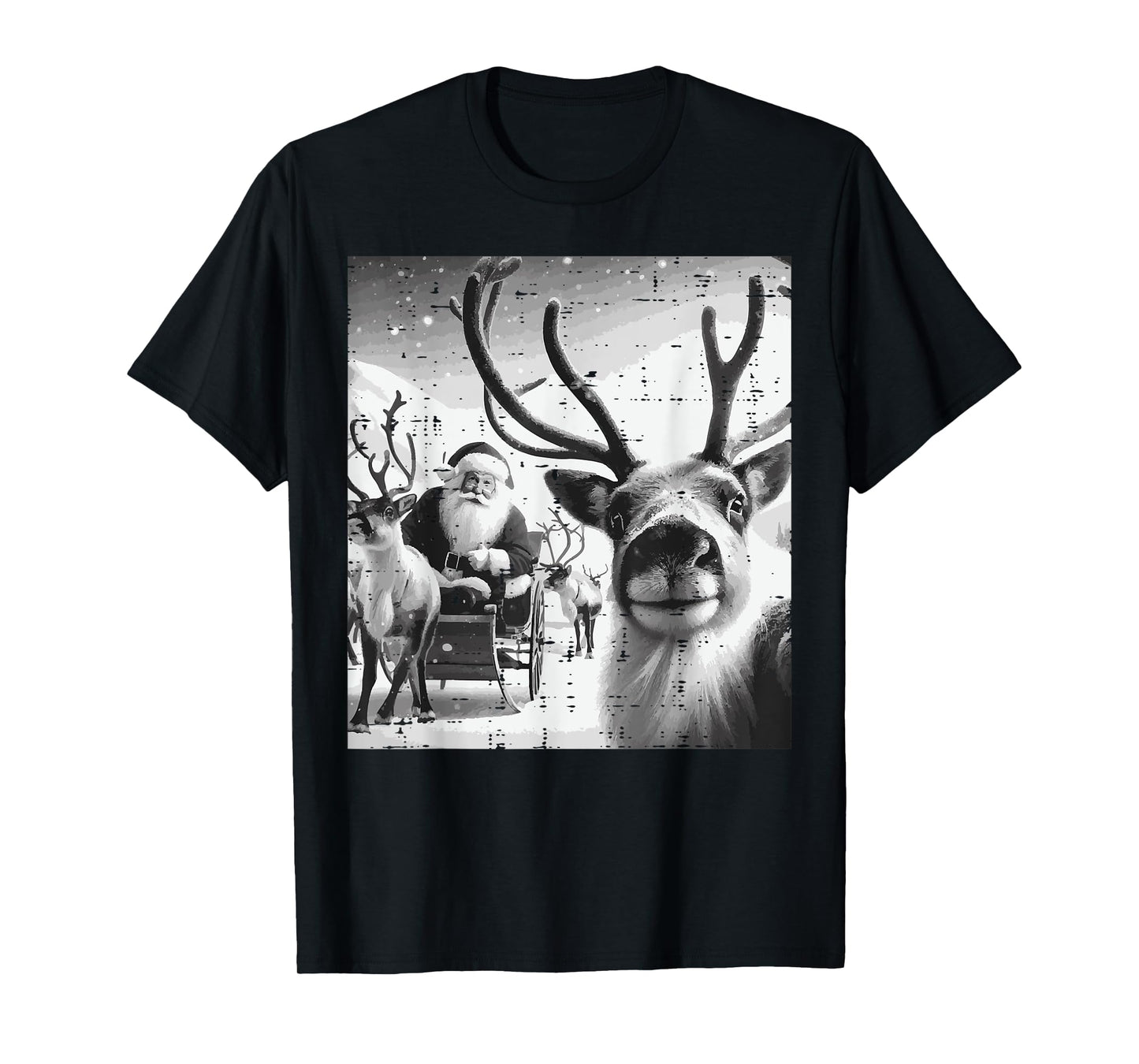 Christmas Reindeer Santa Selfie Funny Xmas Men Women Kids T-Shirt