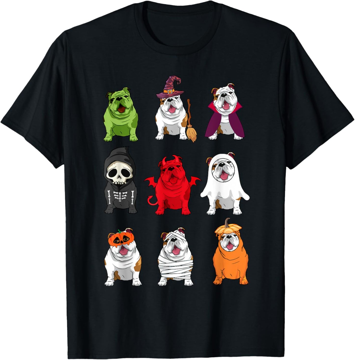 Bulldogs Dog Halloween Funny Bulldogs Costume Ghost Monster T-Shirt