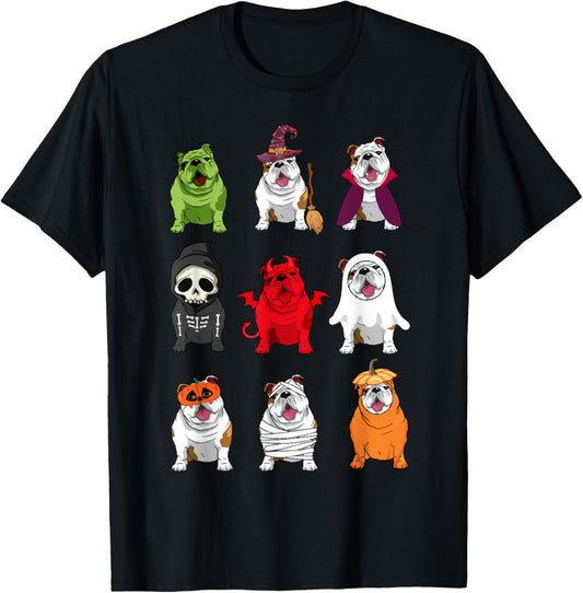 Bulldogs Dog Halloween Funny Bulldogs Costume Ghost Monster T-Shirt