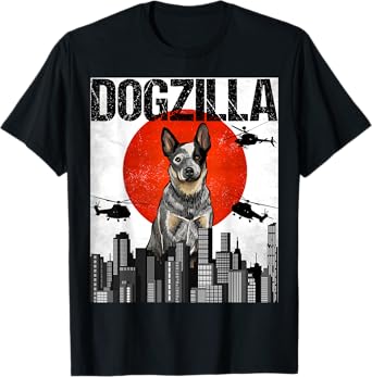 Funny Vintage Japanese Dogzilla Australian Cattle Dog T-Shirt for Men Women