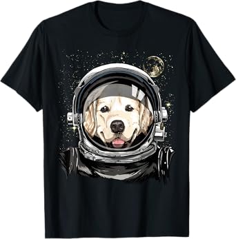 Golden Retriever Astronaut Shirt Dog in Galaxy Space Lover Men Women Girls Kids T-Shirt