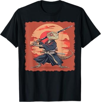 Crested Gecko Lizard Japanese Art Samurai Ukiyo-e T-Shirt