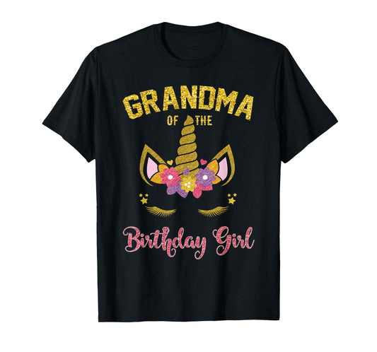 Grandma Of The Birthday Girl Unicorn Outfit Matching T-Shirt