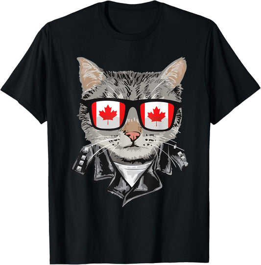 Cat Canada Flag Sunglasses - Cool Canadian Cat T-Shirt