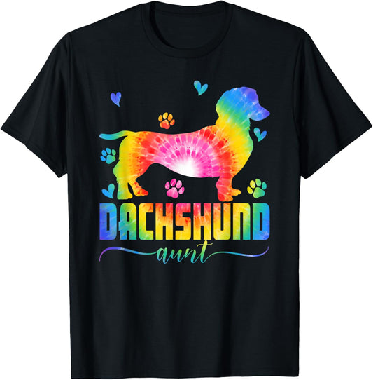Funny Dachshund Aunt Dachshund Dog Mom Tie Dye Mothers Day T-Shirt