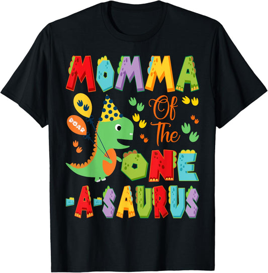 Momma Of The One-A-Saurus 1St Birthday Boy Dinosaur T-Shirt