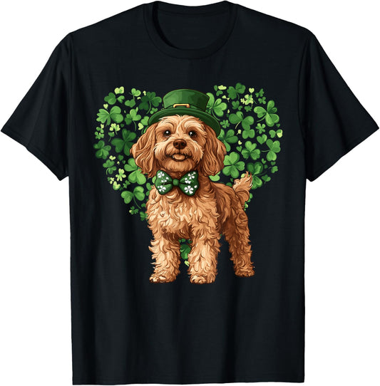Cute Cavapoo Shamrock Heart St. Patrick's Day Dog Lover T-Shirt