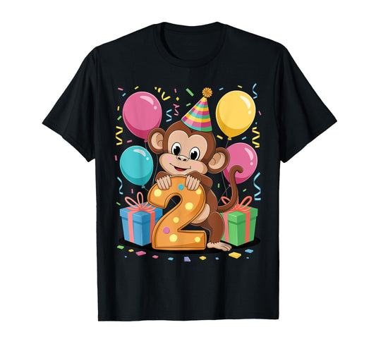 Monkey 2nd birthday boy girl 2 years old second two Monkey T-Shirt