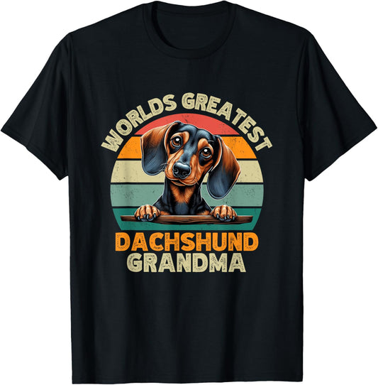 Worlds Greatest Dachshund Grandma Funny Retro Dog Owner T-Shirt
