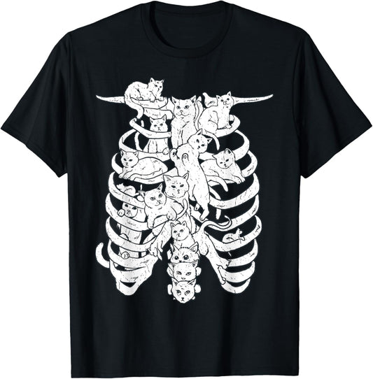 Funny Cat Spine Skeleton Rib Cage Costume For Cat Lovers T-Shirt