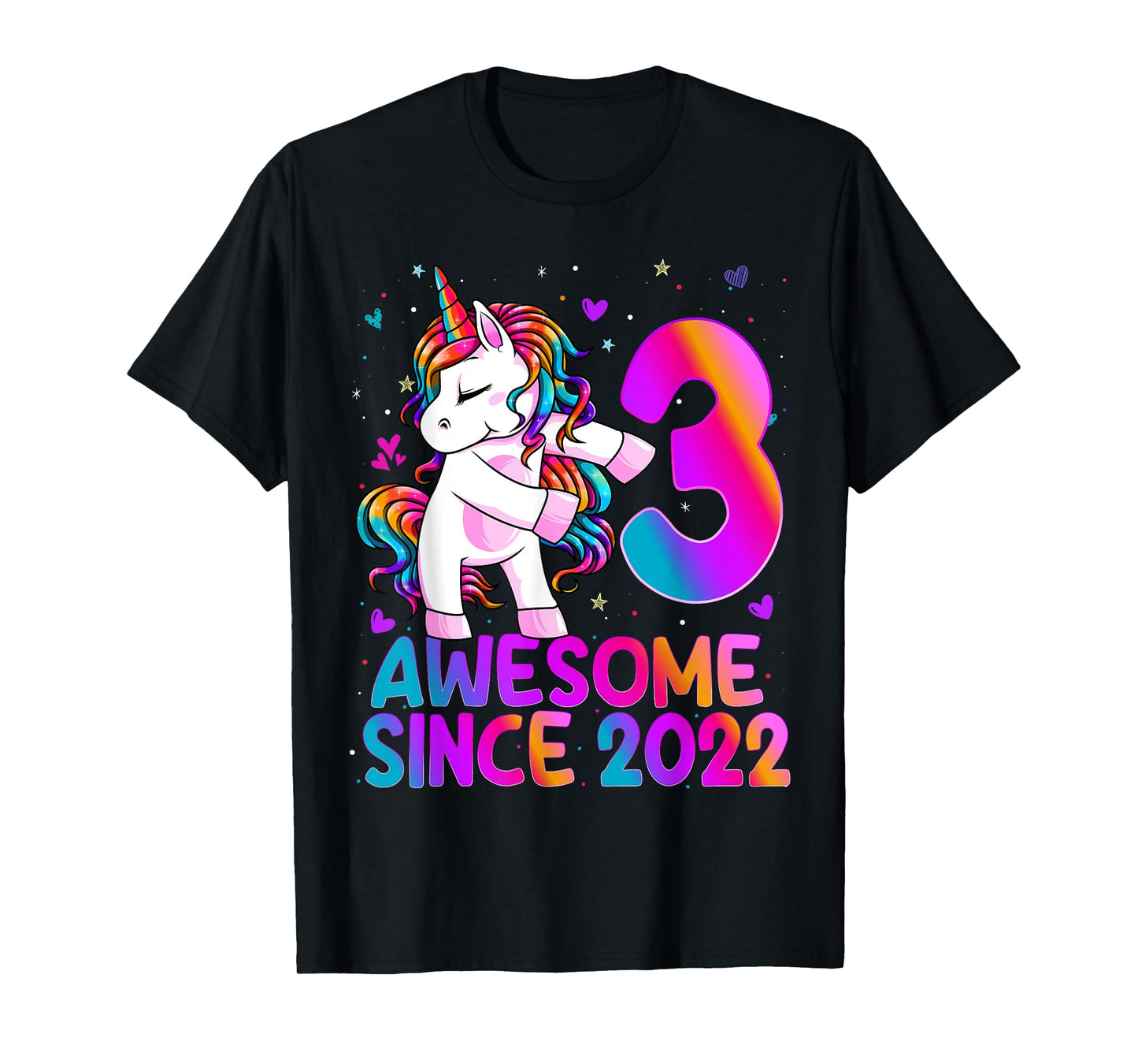 Flossing Unicorn 3 Year Old 3rd Birthday Girl Unicorn Party T-Shirt