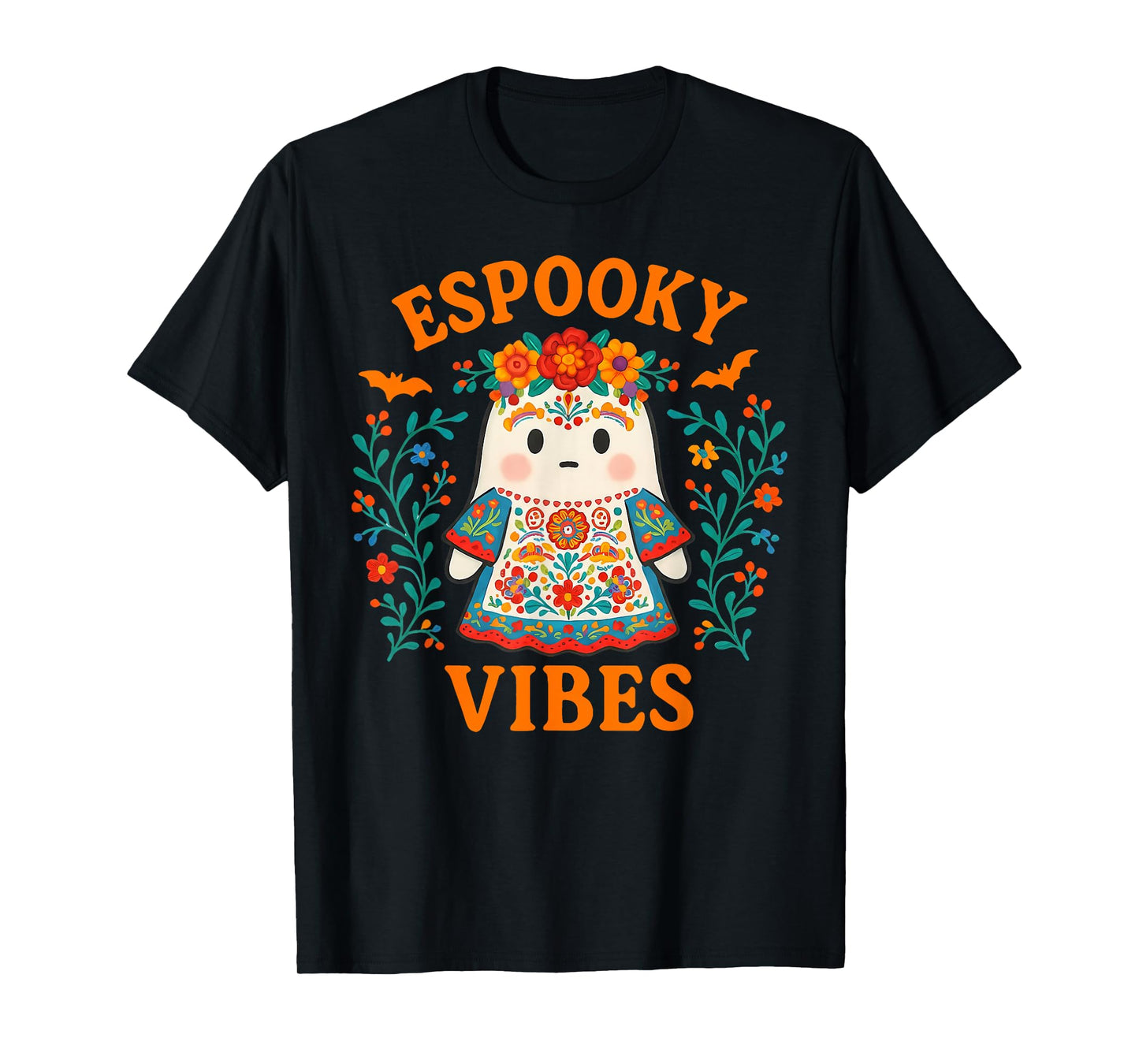 Espooky Vibes Maestra Halloween Spanish Mexican Boho Ghost T-Shirt