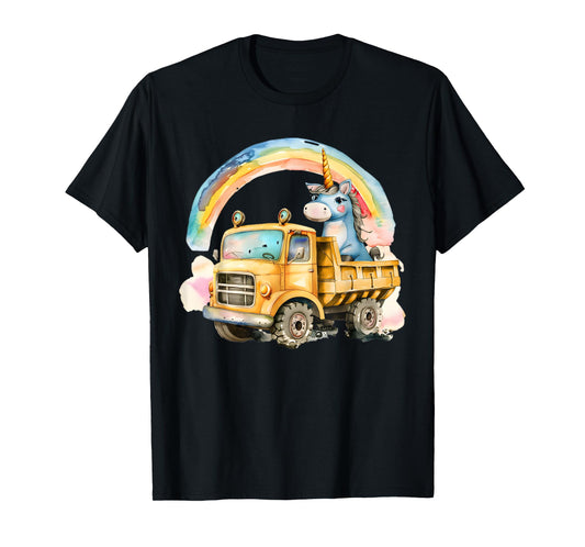 Unicorn Dump Truck - Kids Birthday Party - Watercolor Print T-Shirt