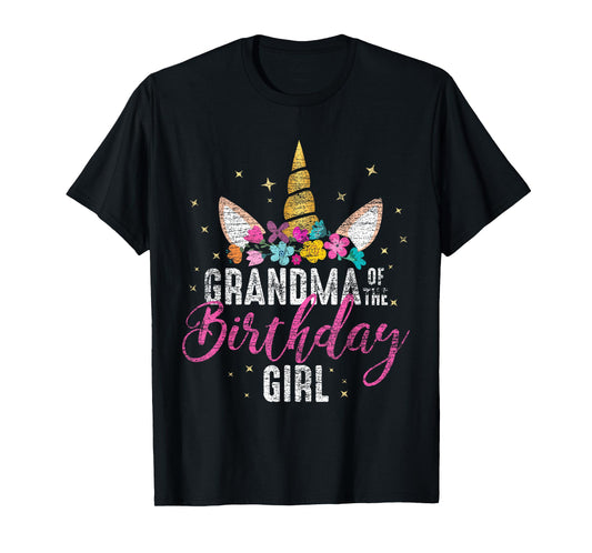 Grandma Of The Birthday Girl Grandma Gift Unicorn Birthday T-Shirt