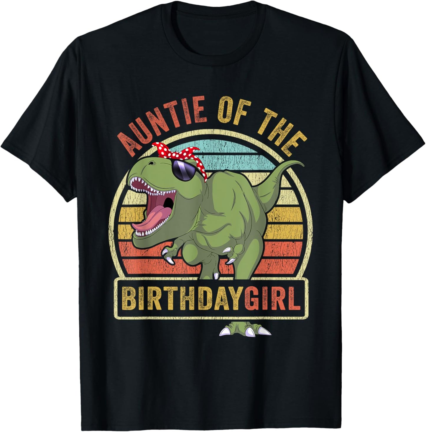 Auntie of the Birthday Girl Matching Family Dinosaur T-Shirt