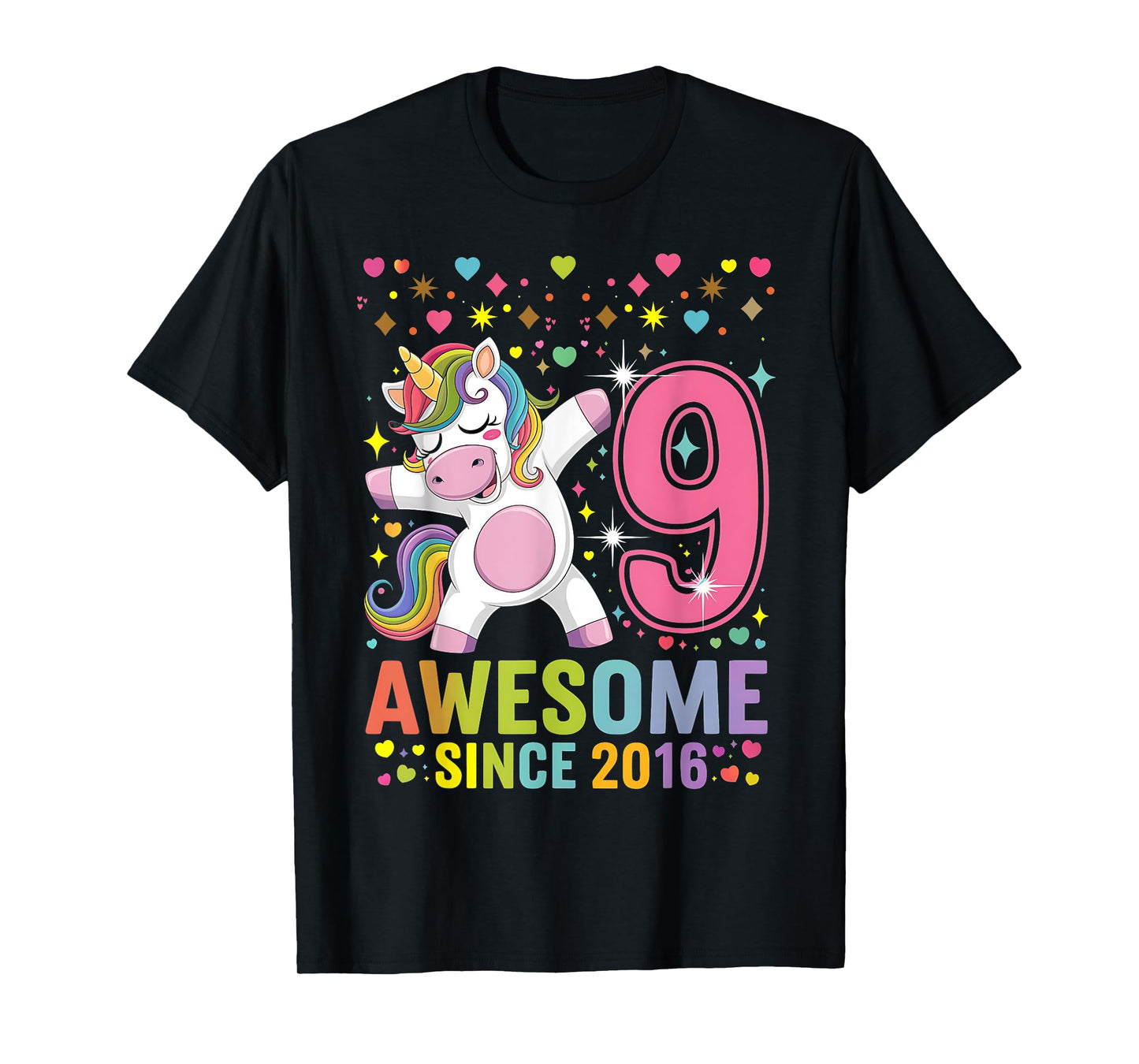 9 Years Old Unicorn Flossing 9th Birthday Unicorn Party Girl T-Shirt