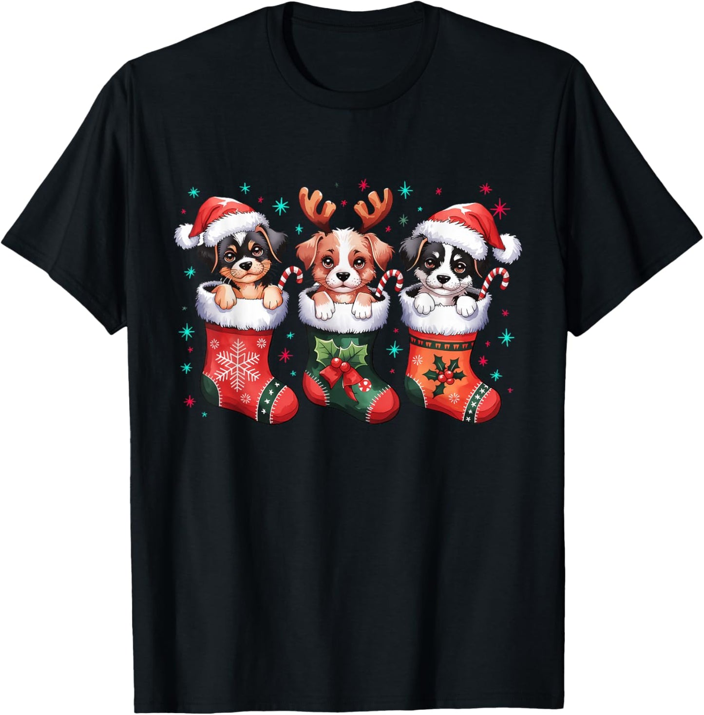 Cute Dog Christmas Santa Funny Christmas Xmas Dog Men Women T-Shirt