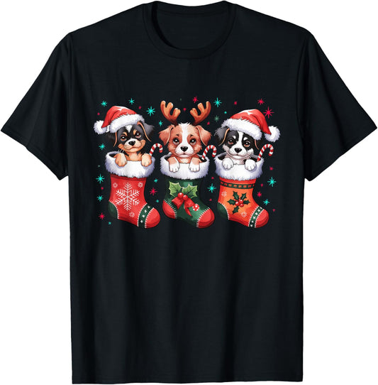 Cute Dog Christmas Santa Funny Christmas Xmas Dog Men Women T-Shirt