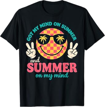 Happy Face Summer Got My Mind On Summer Teacher Graphic T-Shirt