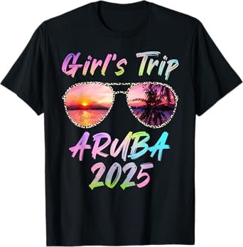 Girls Trip Aruba 2025 Summer Vacation Sunglass Holiday T-Shirt