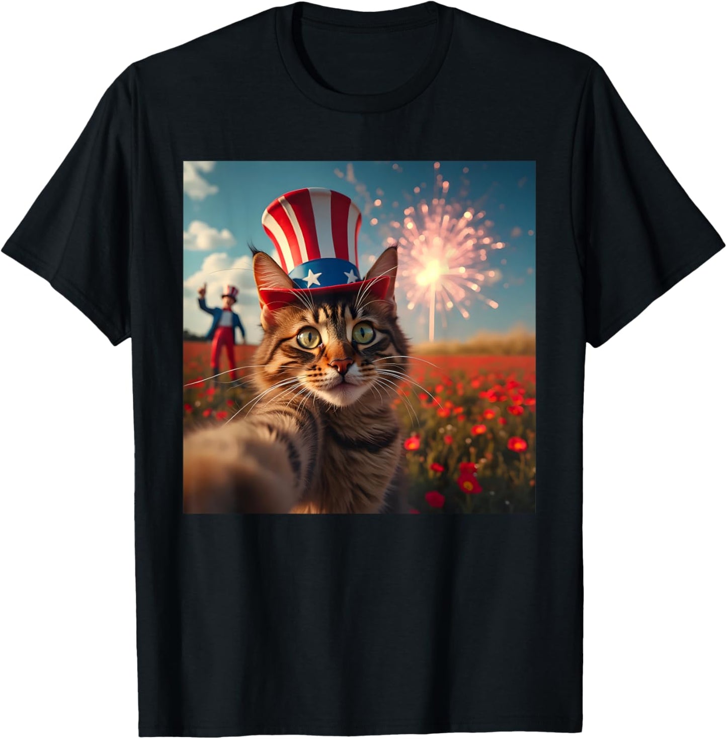 Cat selfie 4th of july American Flag Patriotic USA Cat T-Shirt