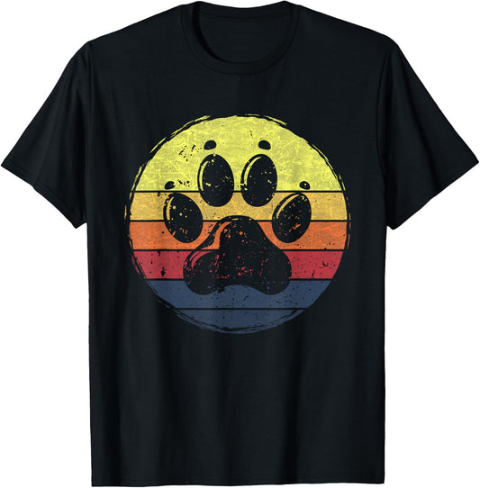 Retro Style Dog Paw Design T-Shirt