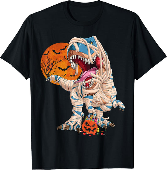 Halloween Shirts for Kids Boys Dinosaur T Rex Mummy Pumpkin T-Shirt