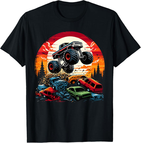 Monster Trucks Birthday Party Retro Monster Truck T-Shirt