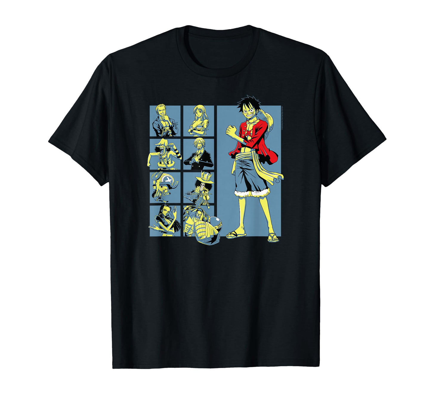 One Piece Anime Pirate Character Grid T-Shirt