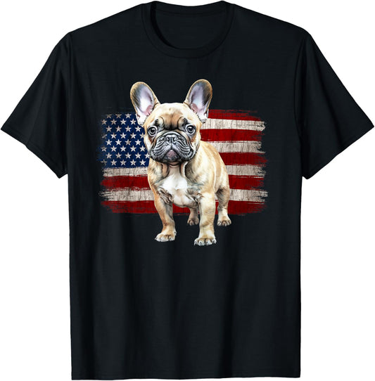 All-American American French Bulldog USA Flag T-Shirt
