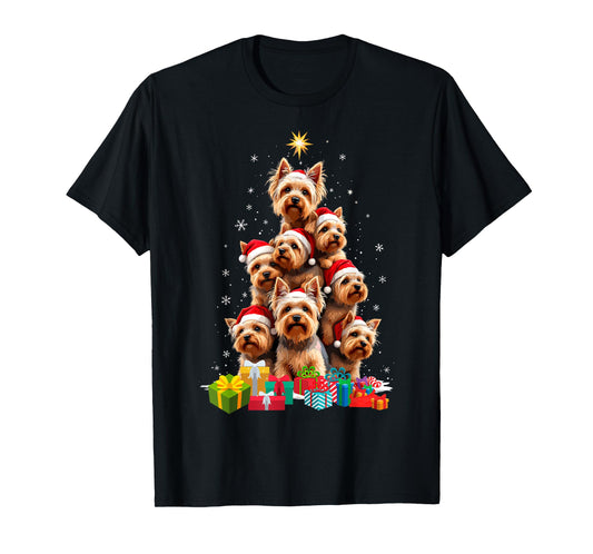 Funny Yorkshire Terrier Yorkie Christmas Tree Xmas Dog Lover T-Shirt