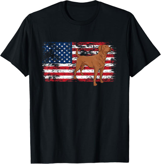 Fox Red Labrador Retriever American Flag Foxred Lab T-Shirt