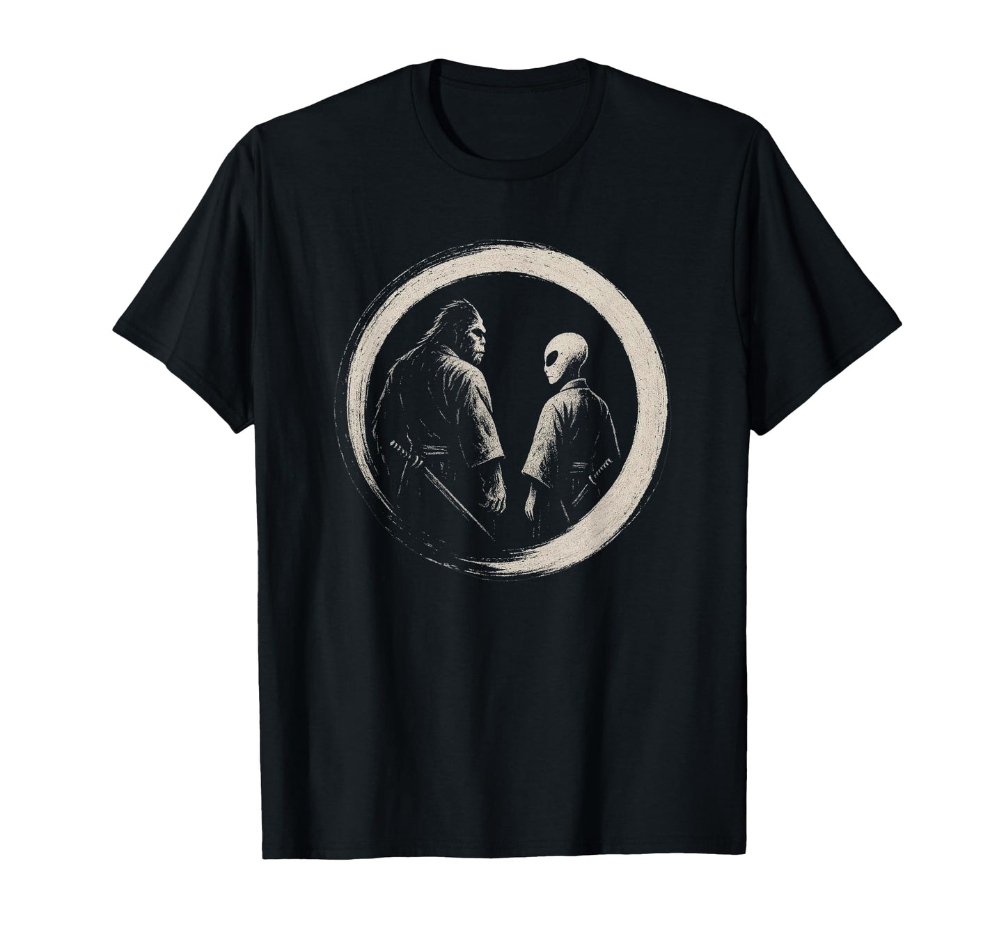 Bigfoot Alien Japanese Theme Funny Samurai Japanese Inspired T-Shirt
