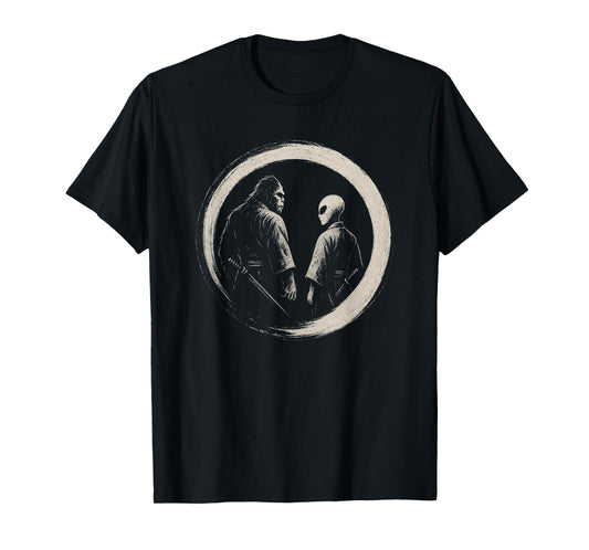 Bigfoot Alien Japanese Theme Funny Samurai Japanese Inspired T-Shirt