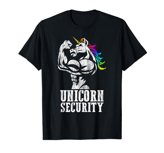 Unicorn Security Rainbow Muscle Manly Funny Christmas Gift T-Shirt