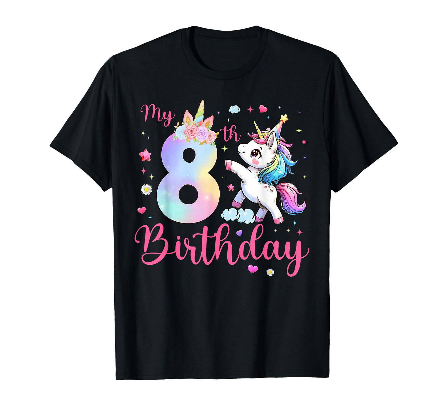 Cute Unicorn 8 Years Old My 8th Birthday Unicorn Girl Kids T-Shirt